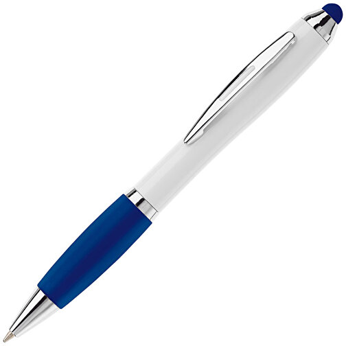 Kugelschreiber Hawaï Stylus Weiß , weiß / dunkelblau, ABS, 13,50cm (Länge), Bild 2