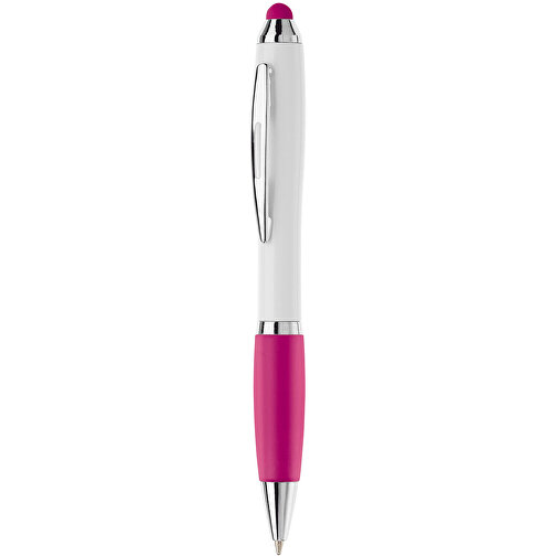 Kugelschreiber Hawaï Stylus Weiß , weiß / rosé, ABS, 13,50cm (Länge), Bild 1