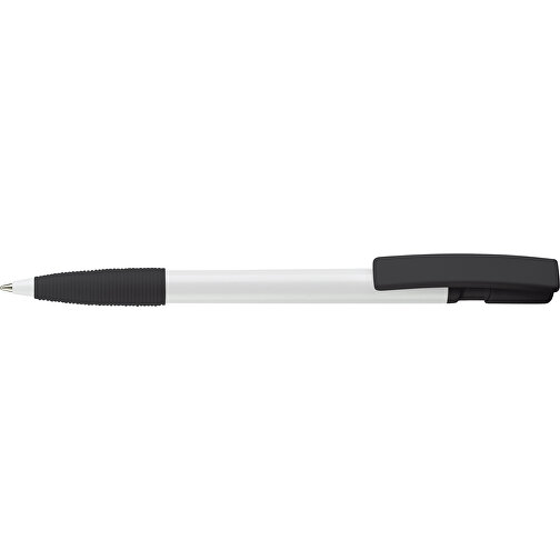Kugelschreiber Nash Hardcolour Mit Gummigriff , weiss / schwarz, ABS, 14,50cm (Länge), Bild 3