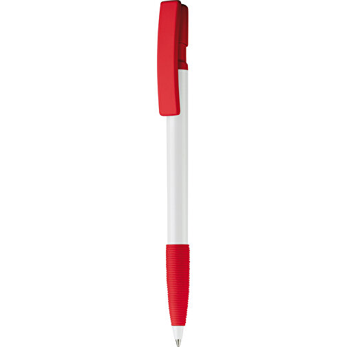 Kugelschreiber Nash Hardcolour Mit Gummigriff , weiß / rot, ABS, 14,50cm (Länge), Bild 1