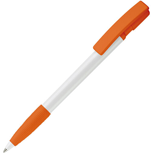 Kugelschreiber Nash Hardcolour Mit Gummigriff , weiß / orange, ABS, 14,50cm (Länge), Bild 2
