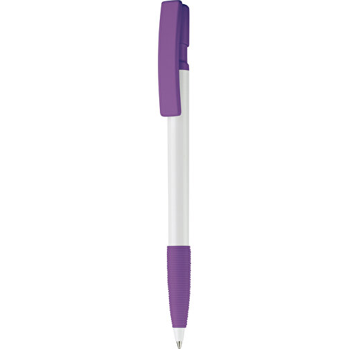 Kugelschreiber Nash Hardcolour Mit Gummigriff , weiß / purple, ABS, 14,50cm (Länge), Bild 1