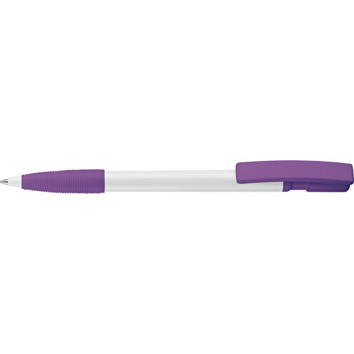 Kugelschreiber Nash Hardcolour Mit Gummigriff , weiss / purple, ABS, 14,50cm (Länge), Bild 3