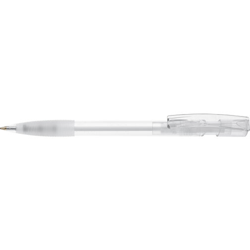 Kugelschreiber Nash Transparent Mit Gummigriff , transparent weiß, ABS, 14,50cm (Länge), Bild 3