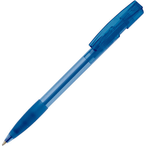 Kugelschreiber Nash Transparent Mit Gummigriff , transparent blau, ABS, 14,50cm (Länge), Bild 2