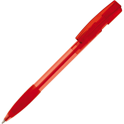 Kugelschreiber Nash Transparent Mit Gummigriff , transparent rot, ABS, 14,50cm (Länge), Bild 2