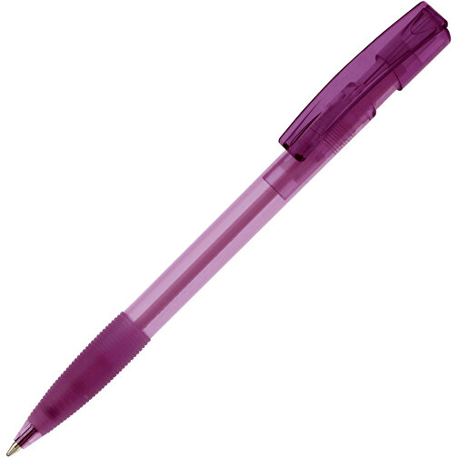 Kugelschreiber Nash Transparent Mit Gummigriff , transparent violett, ABS, 14,50cm (Länge), Bild 2