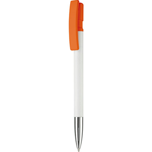 Kugelschreiber Nash Hardcolour Mit Metallspitze , weiss / orange, ABS & Metall, 14,50cm (Länge), Bild 1