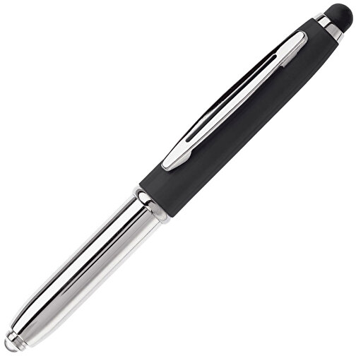 Stylus Kugelschreiber Shine , schwarz, ABS chrombeschichtet & Aluminium, 12,40cm (Länge), Bild 2
