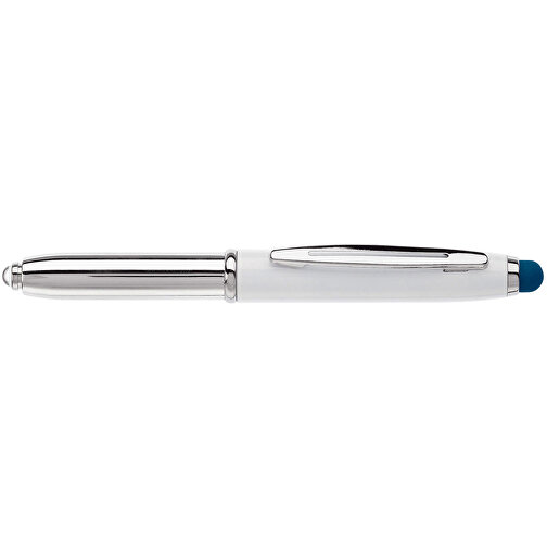 Stylus Kugelschreiber Shine , weiß / dunkelblau, ABS chrombeschichtet & Aluminium, 12,40cm (Länge), Bild 3