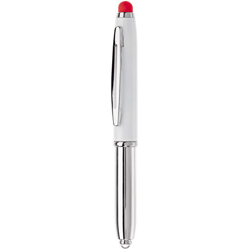 Stylus Kugelschreiber Shine , weiss / rot, ABS chrombeschichtet & Aluminium, 12,40cm (Länge), Bild 1