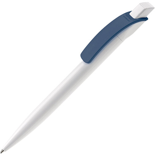 Kugelschreiber Cube Hardcolour , weiß / dunkelblau, ABS, 14,70cm (Länge), Bild 2