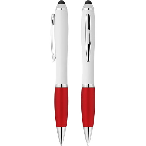 Touchscreen-Drehkugelschreiber 'Neptun' , weiß, rot, ABS, 13,50cm (Länge), Bild 1