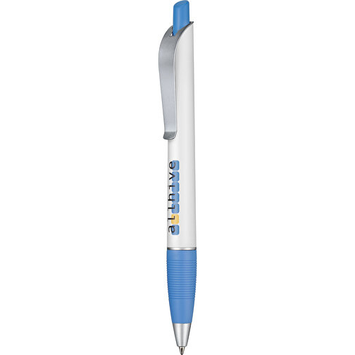 Kugelschreiber Bond , Ritter-Pen, azur-blau/weiss, ABS-Kunststoff, 14,30cm (Länge), Bild 1