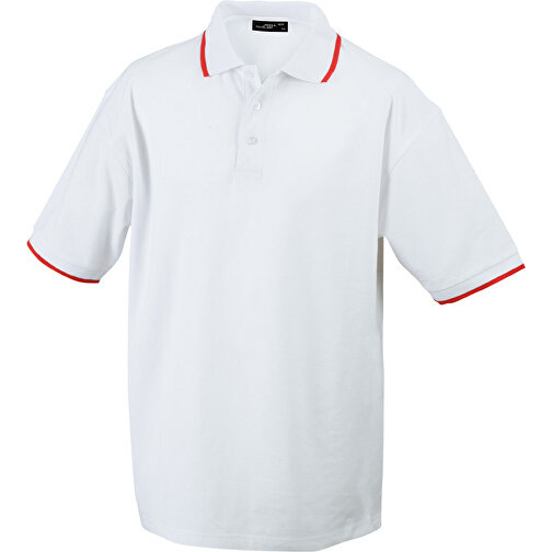 Polo Tipping , James Nicholson, weiß/rot, 100% Baumwolle, gekämmt, ringgesponnen, 3XL, , Bild 1