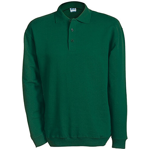 Polo-Sweat Heavy , James Nicholson, dark-grün, 80% Baumwolle, ringgesponnen, 20% Polyester, S, , Bild 1