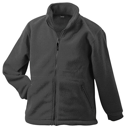 Full-Zip Fleece Junior , James Nicholson, dark-grau, 100% Polyester, M (122/128), , Bild 1