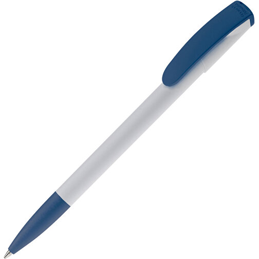 Kugelschreiber Deniro Hardcolour , weiss / dunkelblau, ABS, 14,30cm (Länge), Bild 2
