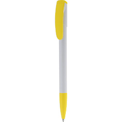 Kugelschreiber Deniro Hardcolour , weiß / gelb, ABS, 14,30cm (Länge), Bild 1