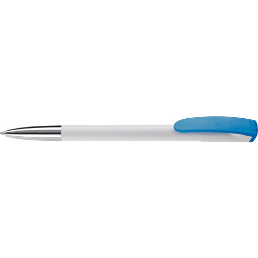 Kugelschreiber Deniro Mit Metallspitze Hardcolour , weiss / hellblau, ABS & Metall, 14,30cm (Länge), Bild 3