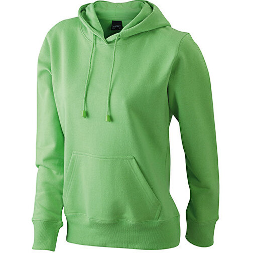 Ladies’ Hooded Sweat , James Nicholson, lime-grün, 80% Baumwolle, ringgesponnen, 20% Polyester, S, , Bild 1