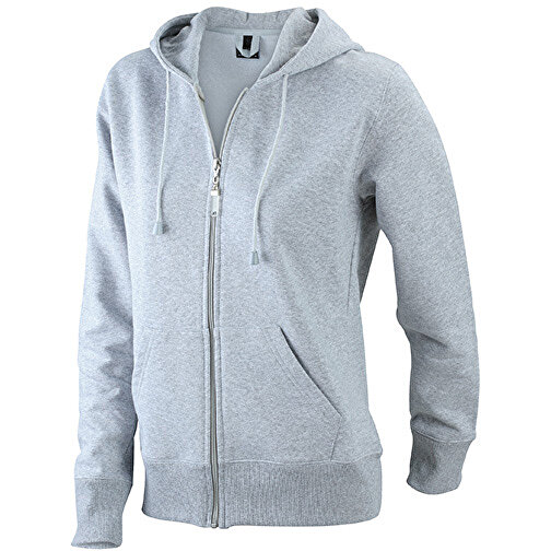 Ladies’ Hooded Jacket , James Nicholson, grau-heather, 80% Baumwolle, ringgesponnen, 20% Polyester, S, , Bild 1