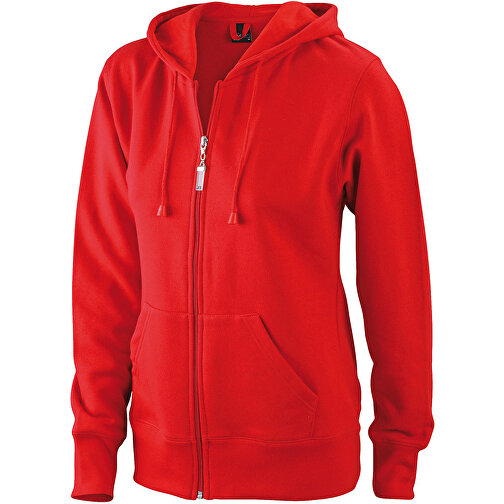 Ladies’ Hooded Jacket , James Nicholson, rot, 80% Baumwolle, ringgesponnen, 20% Polyester, M, , Bild 1
