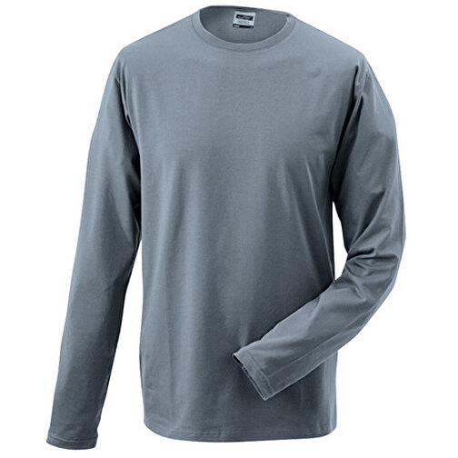 Elastic-T Long-Sleeved , James Nicholson, mid-grau, 95% Baumwolle, gekämmt, ringgesponnen, 5% Elasthan, XXL, , Bild 1