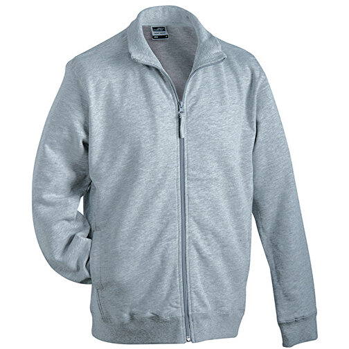 Sweat Jacket , James Nicholson, grau-heather, 100% Baumwolle, gekämmt, ringgesponnen, L, , Bild 1