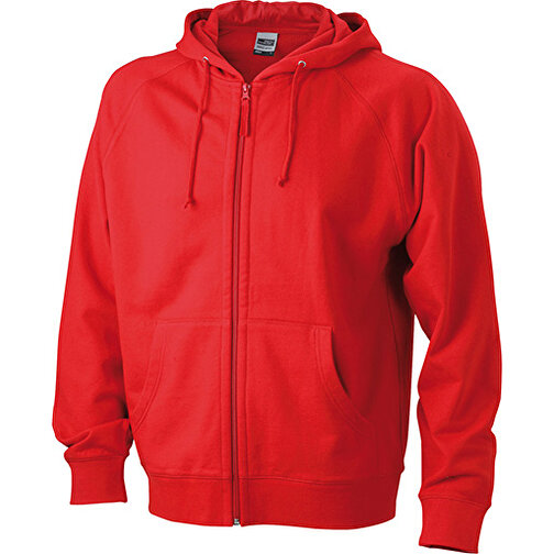 Hooded Jacket , James Nicholson, rot, 100% Baumwolle, gekämmt, ringgesponnen, XXL, , Bild 1