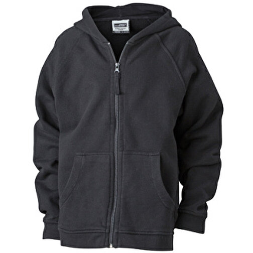 Hooded Jacket Junior , James Nicholson, schwarz, 100% Baumwolle, gekämmt, ringgesponnen, XL (146/152), , Bild 1