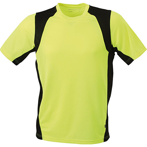Men’s Running-T , James Nicholson, fluo-gelb/schwarz, 100% Polyester, 3XL, , Bild 1