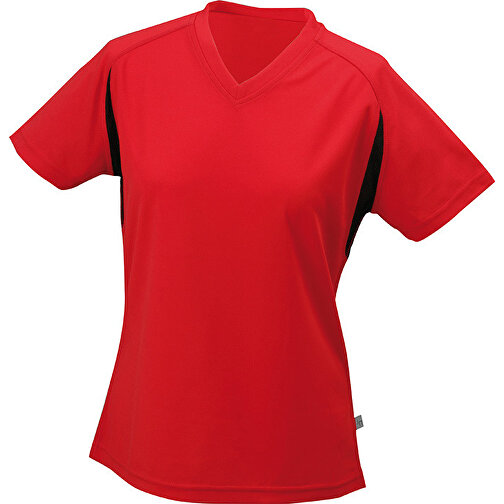Ladies’ Running-T , James Nicholson, rot/schwarz, 100% Polyester, XL, , Bild 1