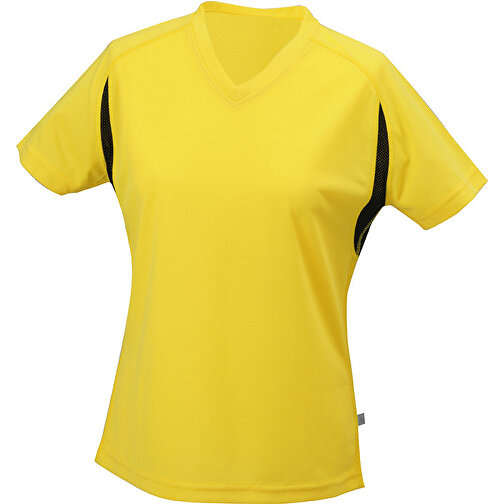 Ladies’ Running-T , James Nicholson, gelb/schwarz, 100% Polyester, XXL, , Bild 1