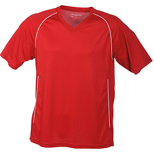 Team Shirt Junior , James Nicholson, rot/weiß, 100% Polyester, M (122/128), , Bild 1