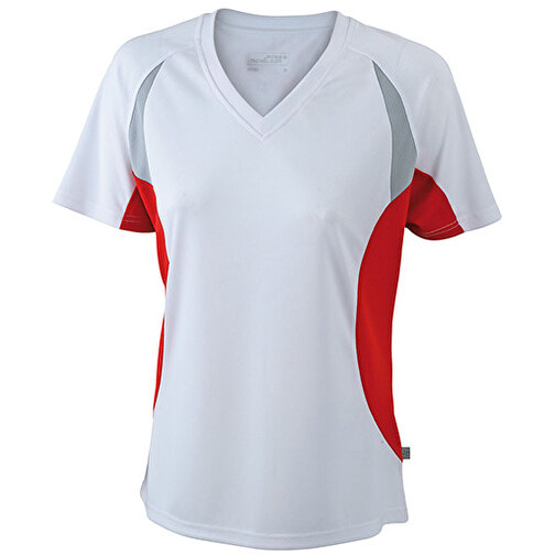 Ladies’ Running-T , James Nicholson, weiß/rot, 100% Polyester, XXL, , Bild 1
