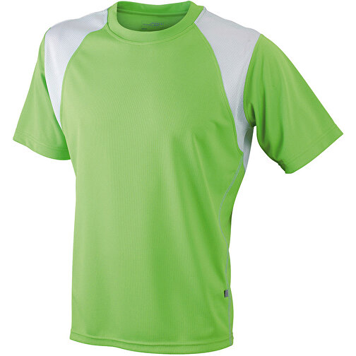 Men’s Running-T , James Nicholson, lime-grün/weiß, 100% Polyester, L, , Bild 1