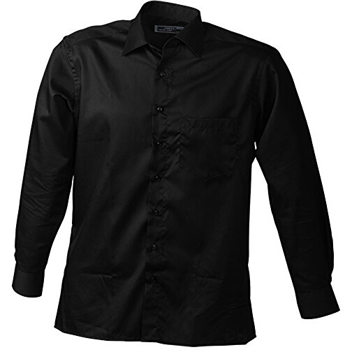 Men’s Business Shirt Long-Sleeved , James Nicholson, schwarz, 100% Baumwolle, M, , Bild 1