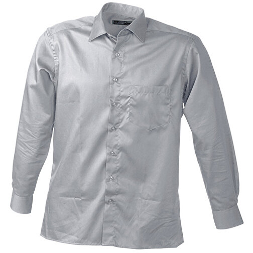 Men’s Business Shirt Long-Sleeved , James Nicholson, light-grau, 100% Baumwolle, XXL, , Bild 1