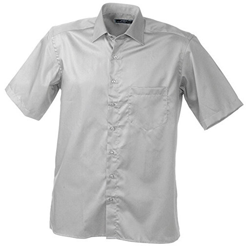 Men’s Business Shirt Short-Sleeved , James Nicholson, light-grau, 100% Baumwolle, L, , Bild 1