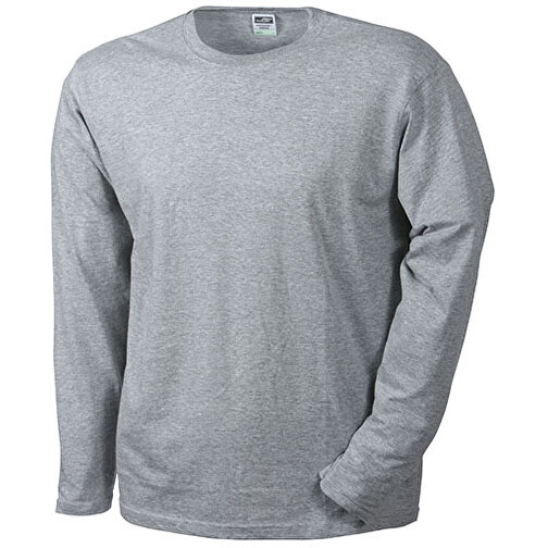 Men’s Long-Sleeved Medium , James Nicholson, grau-heather, 100% Baumwolle, ringgesponnen, M, , Bild 1