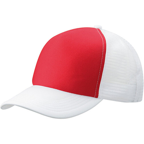5 Panel Polyester Mesh Cap , Myrtle Beach, rot/weiss, 100% Polyester, one size, , Bild 1