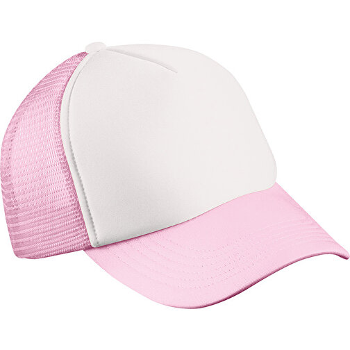 5 Panel Polyester Mesh Cap , Myrtle Beach, weiss/baby-pink, 100% Polyester, one size, , Bild 1