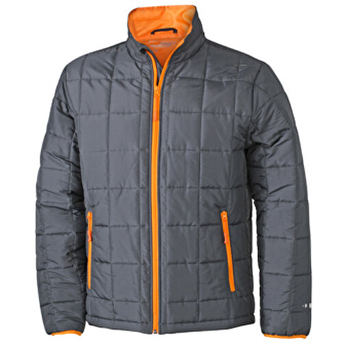Men’s Padded Light Weight Jacket , James Nicholson, carbon/orange, 100% Polyester, L, , Bild 1