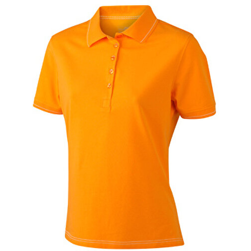 Ladies’ Elastic Polo , James Nicholson, orange/weiss, 95% Baumwolle, 5% Elasthan, L, , Bild 1