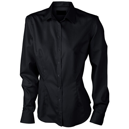 Ladies’ Long-Sleeved Blouse , James Nicholson, schwarz, 100% Baumwolle, S, , Bild 1