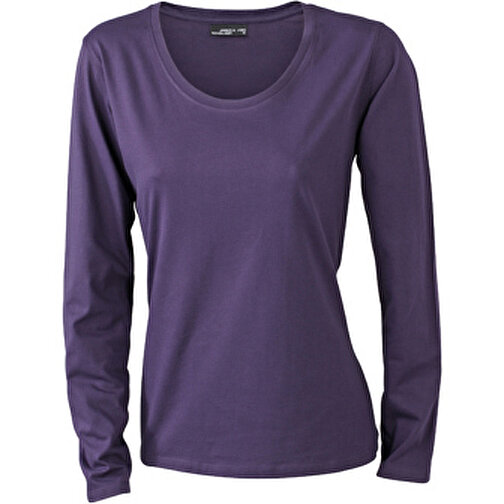 Ladies’ Shirt Long-Sleeved Medium , James Nicholson, aubergine, 100% Baumwolle, ringgesponnen, M, , Bild 1