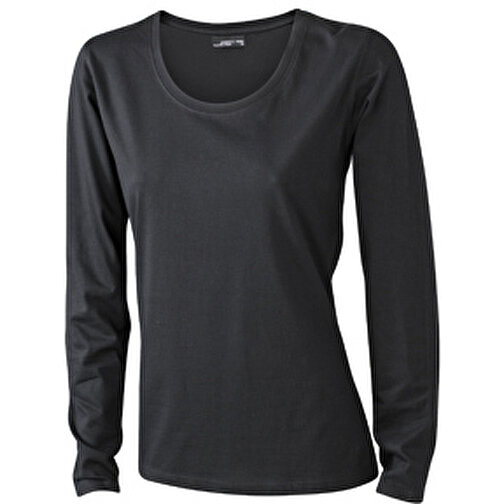 Ladies’ Shirt Long-Sleeved Medium , James Nicholson, schwarz, 100% Baumwolle, ringgesponnen, S, , Bild 1