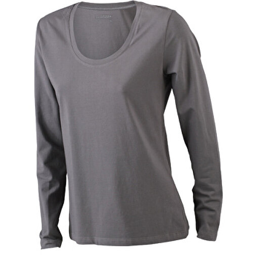 Ladies’ Stretch Shirt Long-Sleeved , James Nicholson, charcoal, 95% Baumwolle, gekämmt, ringgesponnen, 5% Elasthan, XL, , Bild 1