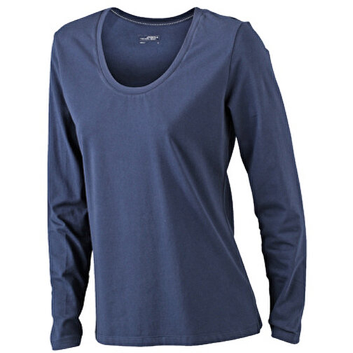 Ladies’ Stretch Shirt Long-Sleeved , James Nicholson, navy, 95% Baumwolle, gekämmt, ringgesponnen, 5% Elasthan, S, , Bild 1